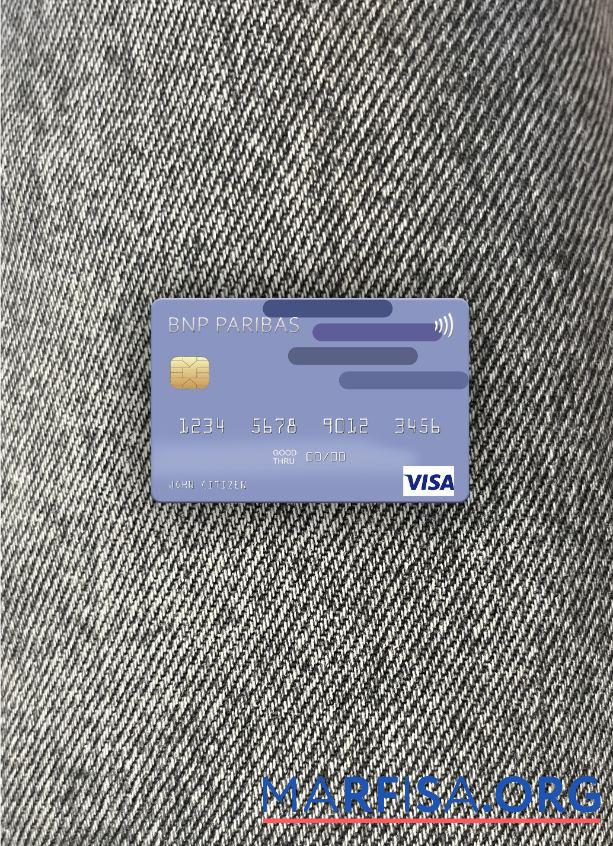 Blank USA BNP Paribas Bank visa card photolook front example